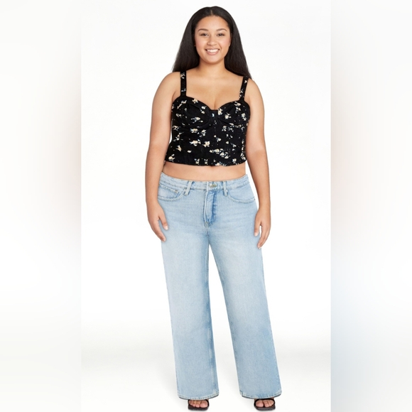 No Boundaries Black Soot Floral Bustier. - Picture 1 of 10